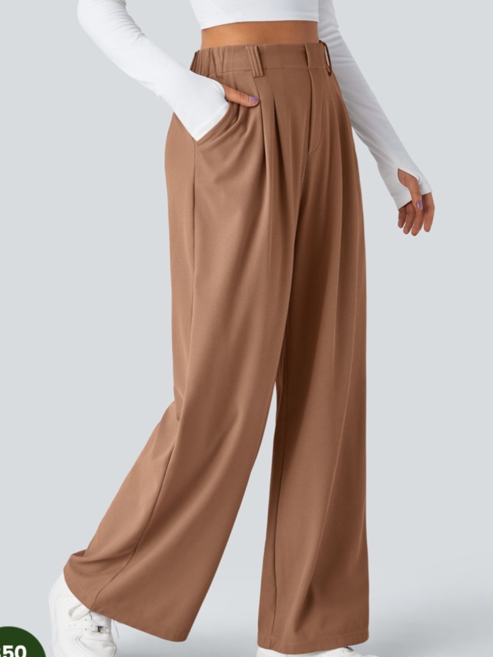 Halara flex high waisted pocket wide leg waffle work pants